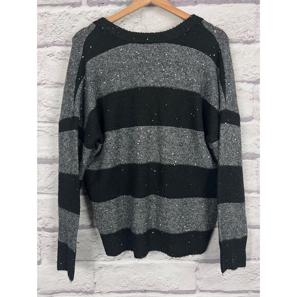 Torrid Women L Glam Party Holiday Sequin Striped Vegan Cashmere Cardigan Sweater - Picture 4 of 10